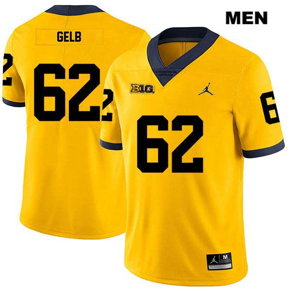 Men's NCAA Michigan Wolverines Mica Gelb #62 Yellow Jordan Brand Authentic Stitched Legend Football College Jersey KU25C63JL